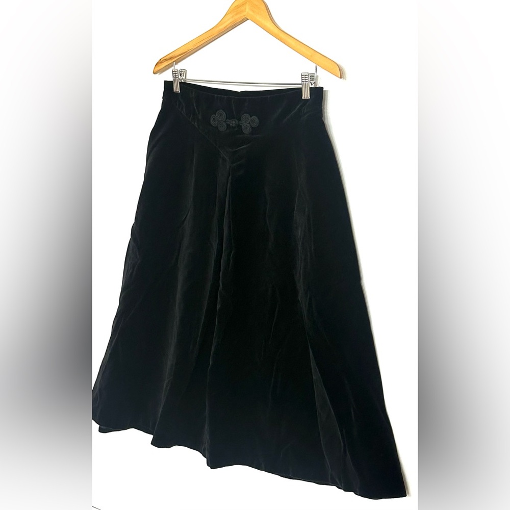 Vintage Black Velvet Midi Skirt